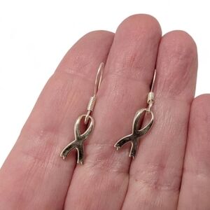 CANCER AWARENESS Ribbon Survivor Earrings 925 Sterling Silver Dangling Charms